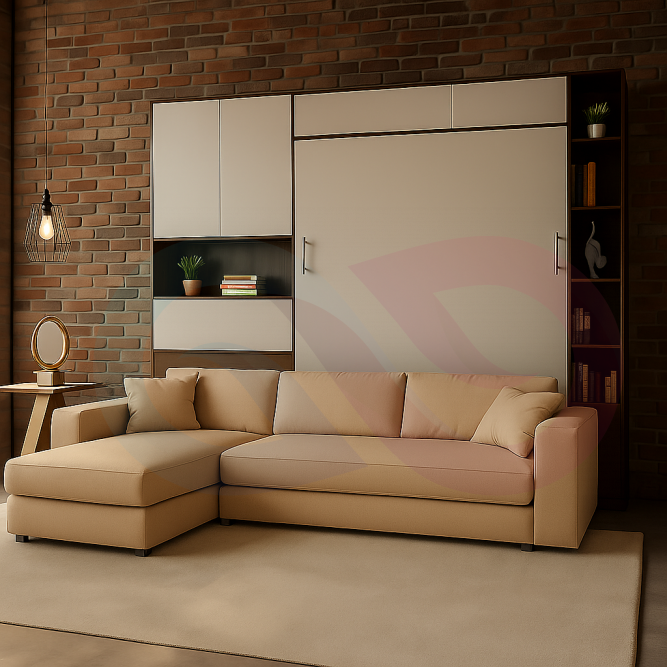 Шкаф-кровать трансформер с угловым диваном Фокстрот