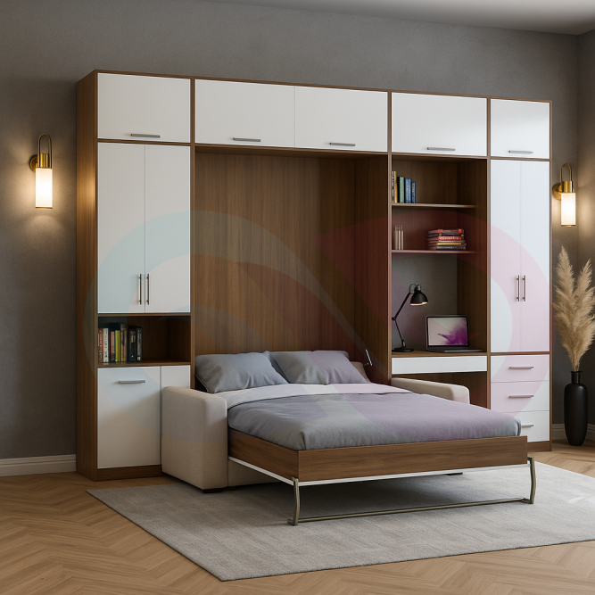 Шкаф-кровать трансформер с диваном Миролла
