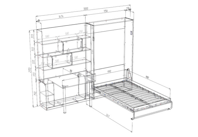 Шкаф-кровать трансформер с диваном Вивьен