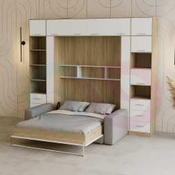 Шкаф-кровать трансформер с диваном Изи-6
