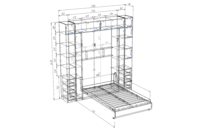 Шкаф-кровать трансформер с диваном Изи-6